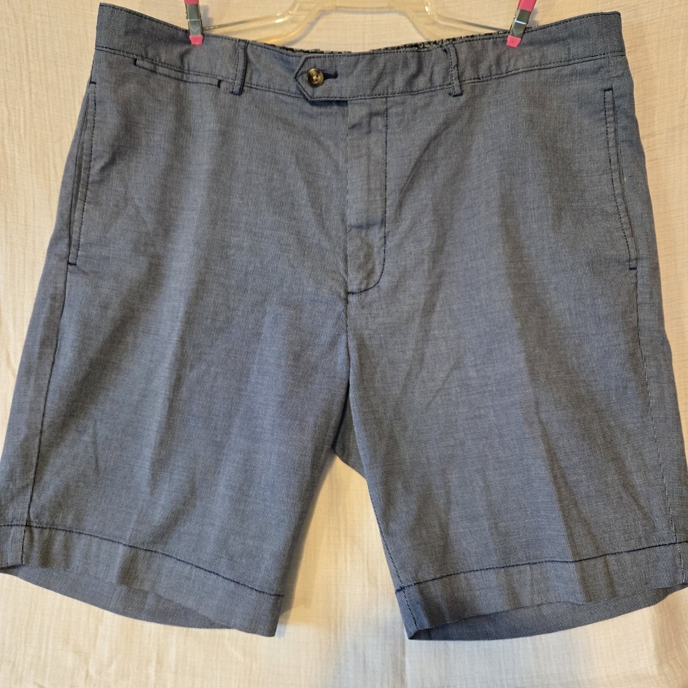Daniel Cremieux Mens Flat Front Chino Shorts Size 38 Blue check pattern Golf‎